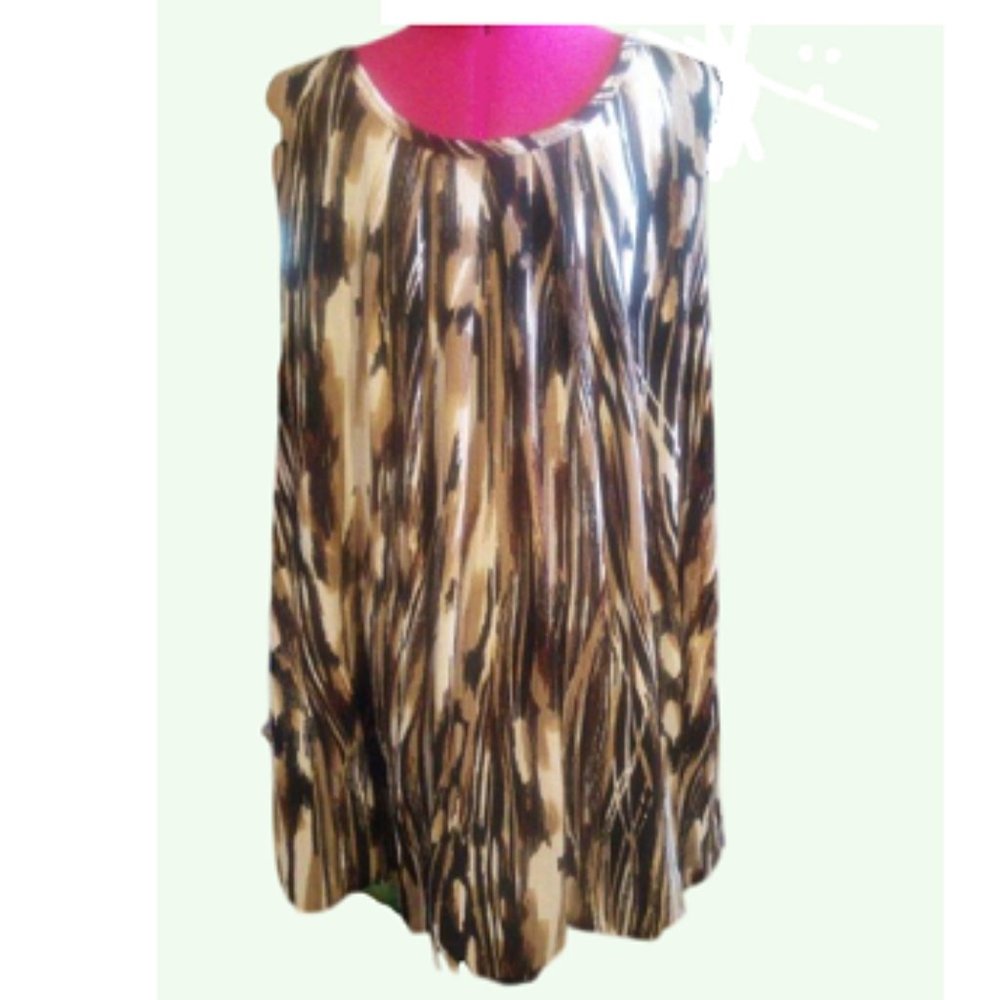 Notations Women's Sleeveless Blouse     Size  Large      Blk - Brn - Gold & Tan